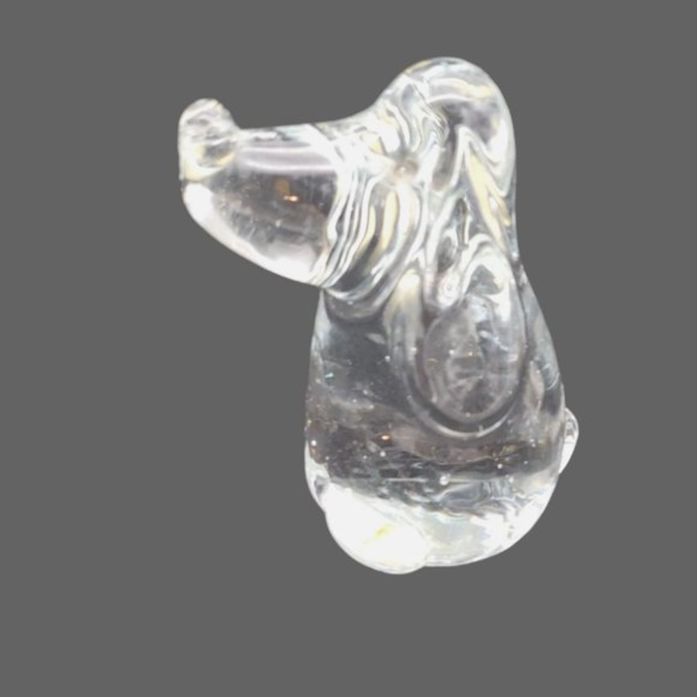 Bassett Hound Dog Figurine Crystal Clear Glass Paperweight Bullicante B-36 4" VT